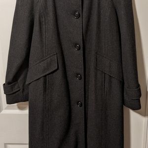 Women's charcoal black wool peacoat